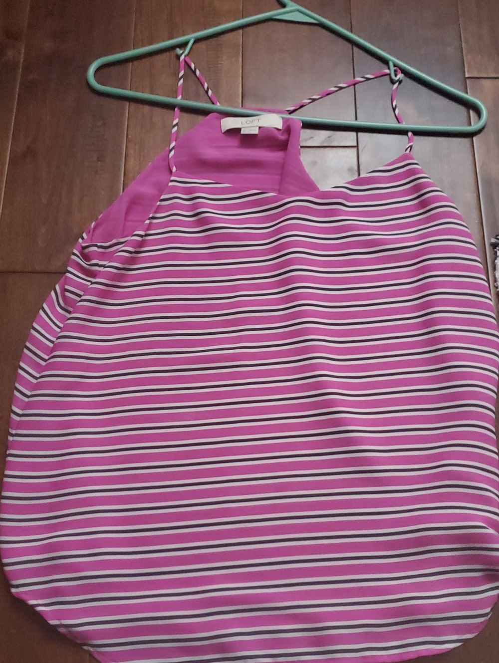 LOFT Pink Striped Halter Tank Top Size Small